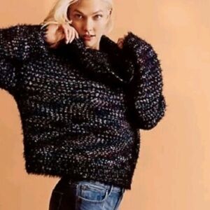 Express Cowl Neck Confetti Fuzzy Sweater S